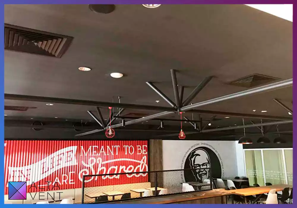 Оборудование для системы вентиляции ресторана смонтировано в цвет потолка