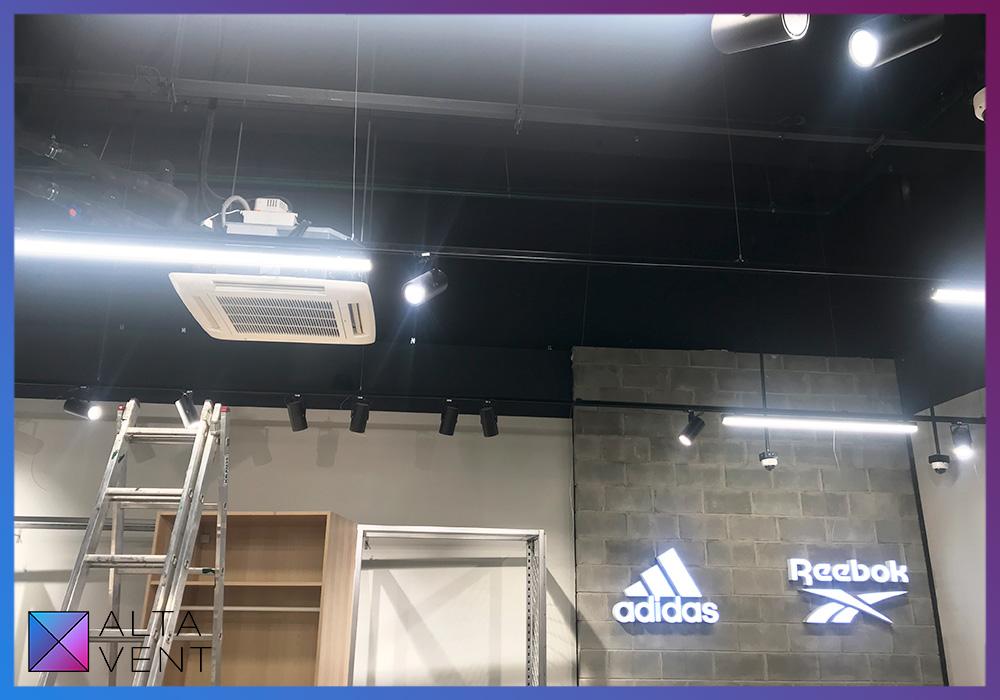 Монтаж вентиляции и кондиционирования в магазине Adidas в ТРЦ Хорошо в Москве